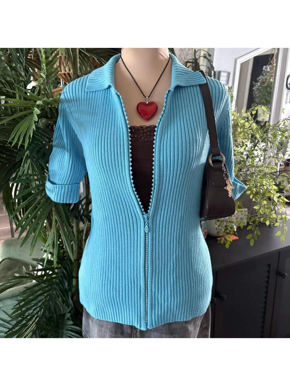 vintage y2k mcbling fairycore blue zip up
